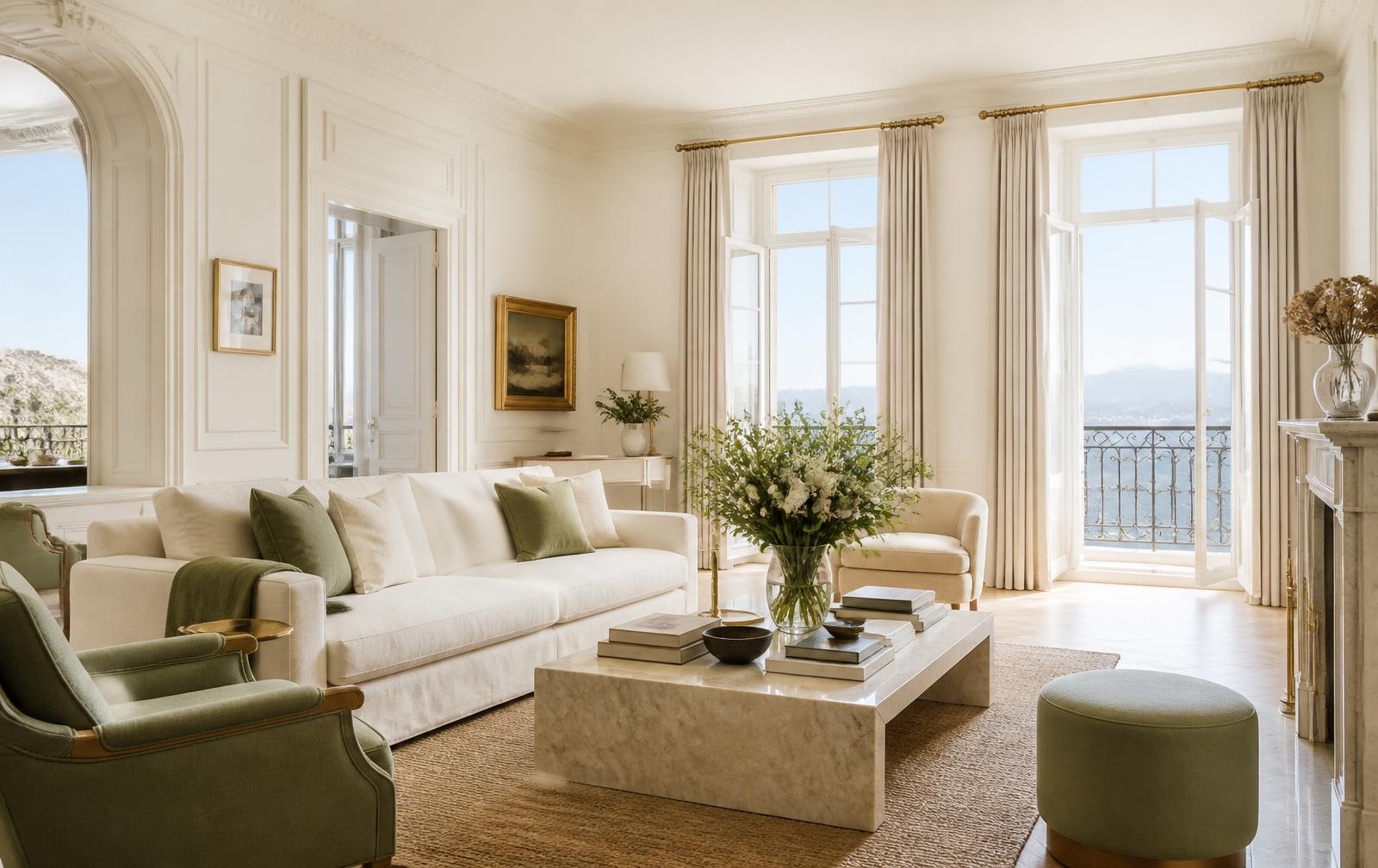 Salon lumineux et élégant d’un logement accompagné par HAVRÉA